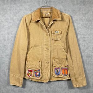Vintage 2004 J. Crew Canvas Barn Jacket with Custom Souvenir Patches.